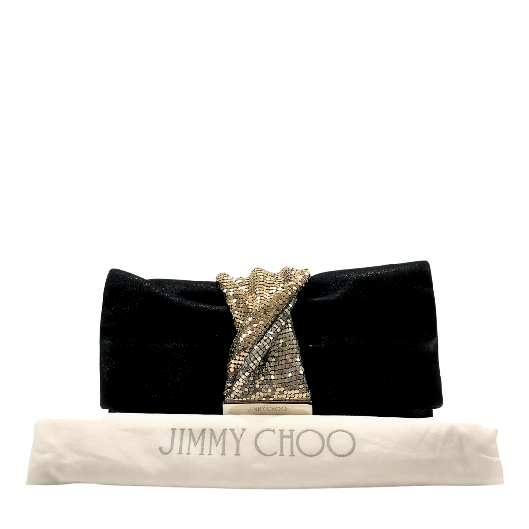 Jimmy Choo Black Chandra Smoke Wet Look Clutch