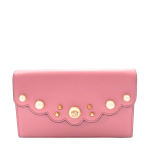 Gucci Pink Leather Peony Pearl Embellished Clutch