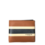 Coach Compact Id Leather Wallet Saddle In Brown