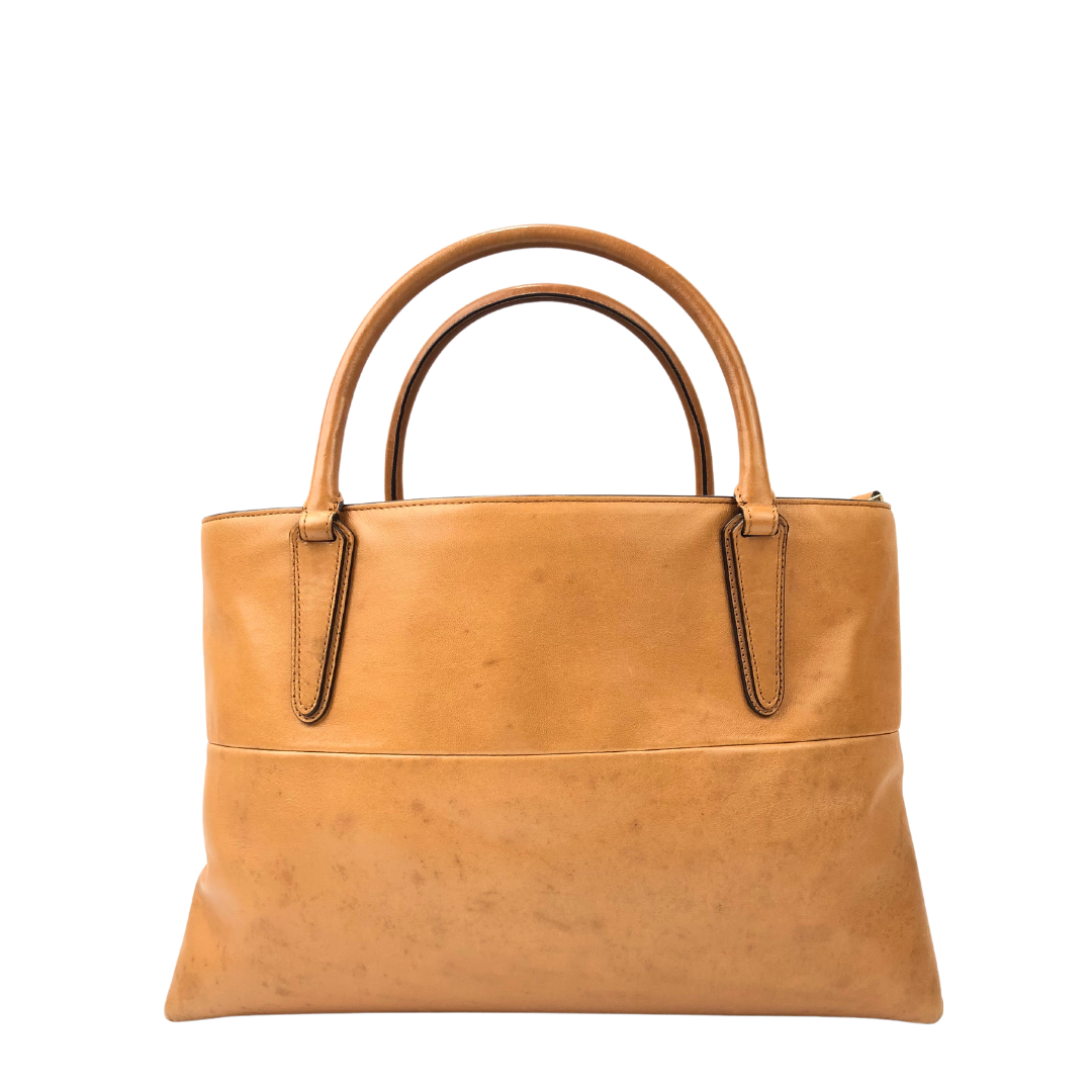 Coach Large Borough Bag Tan Leather and Honey Suede