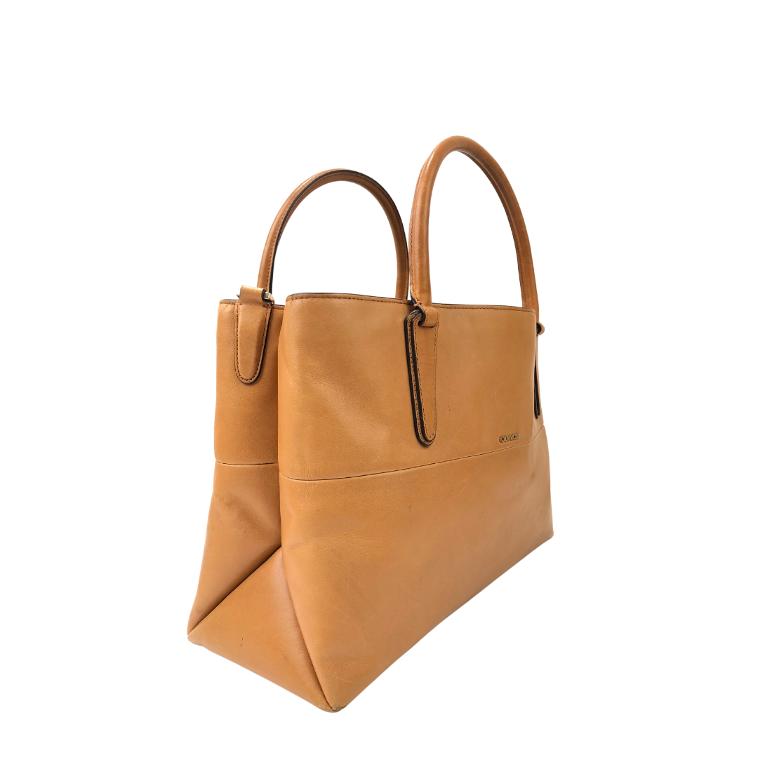 Coach Large Borough Bag Tan Leather and Honey Suede