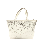 Salvatore Ferragamo White Leather Studded Leather Shoulder Bag