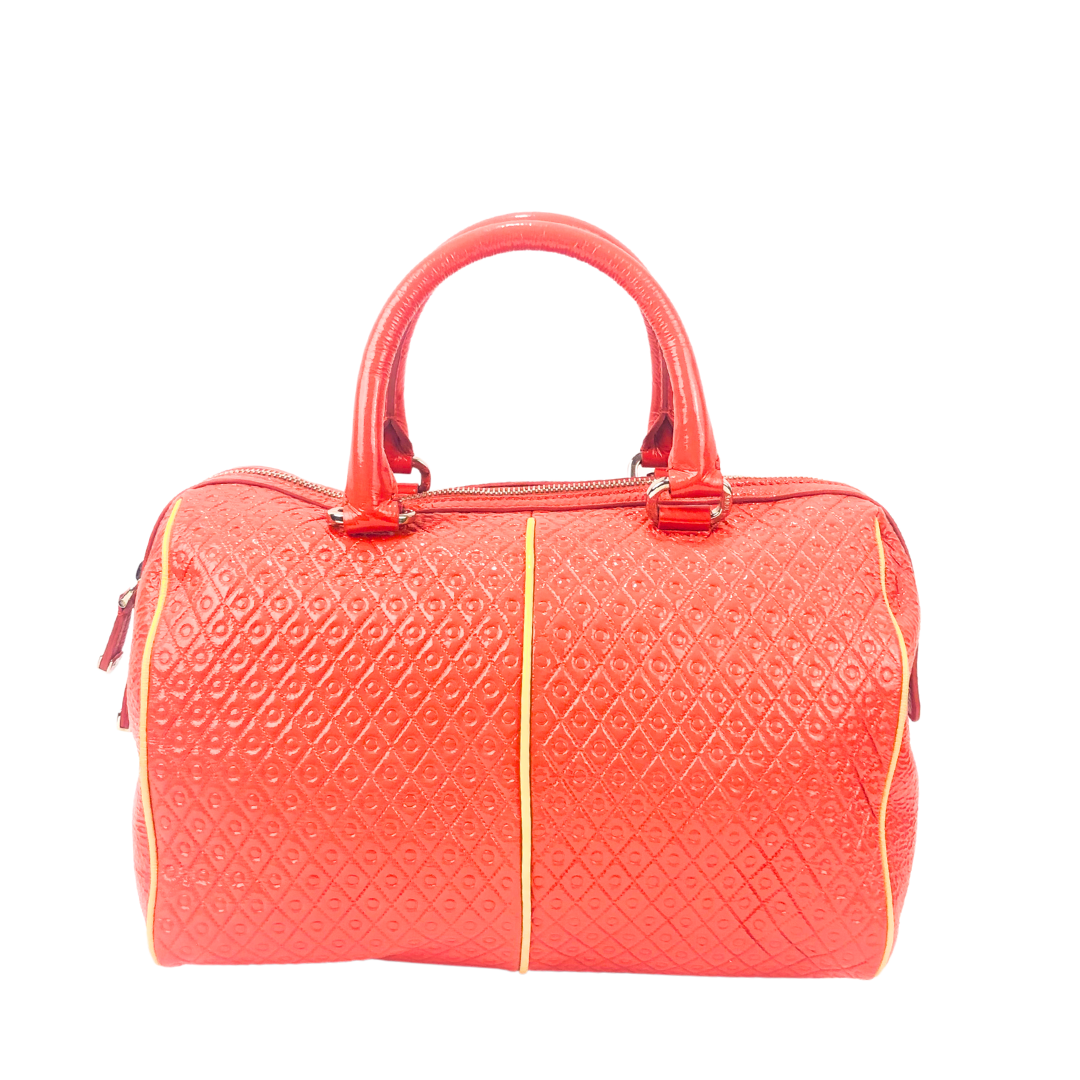 Tod's Red Signature Patent Leather Bauletto Satchel