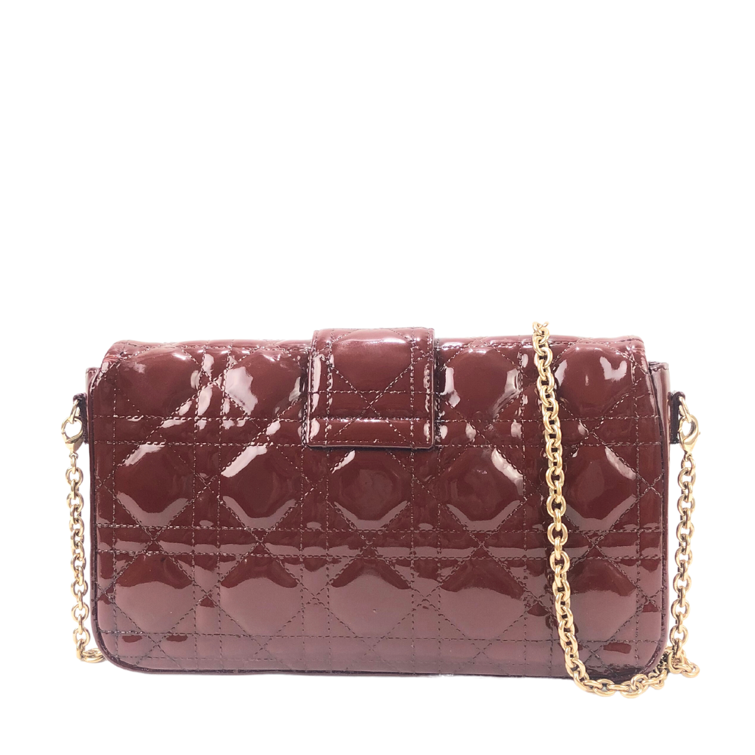 Christian Dior Red Cannage Quilted Patent Leather Lady Dior New Lock Mini Flap Bag