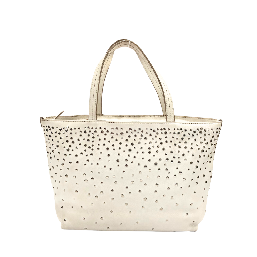 Salvatore Ferragamo White Leather Studded Leather Shoulder Bag