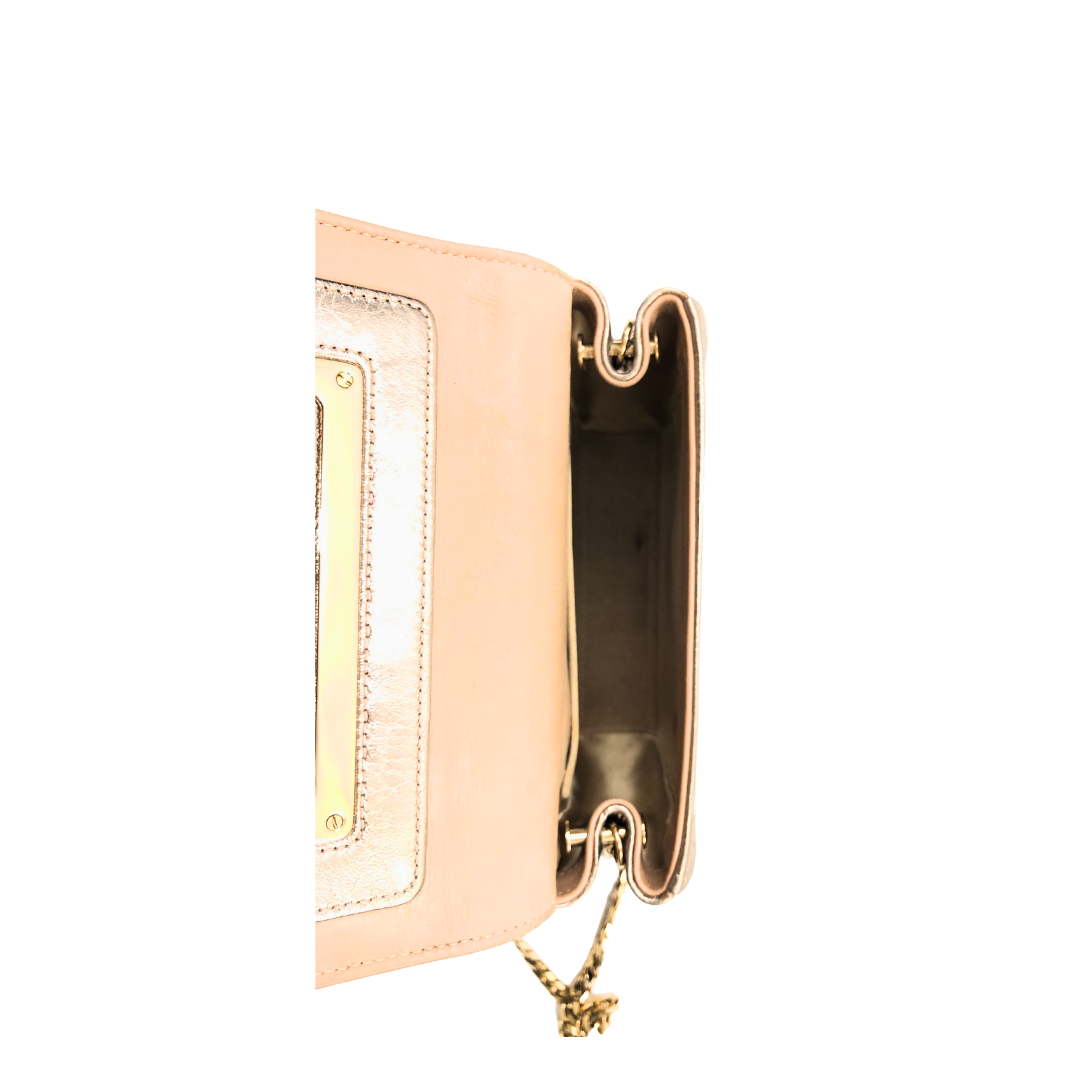 Jimmy Choo Metallic Gold Leather Ava Crossbody Bag