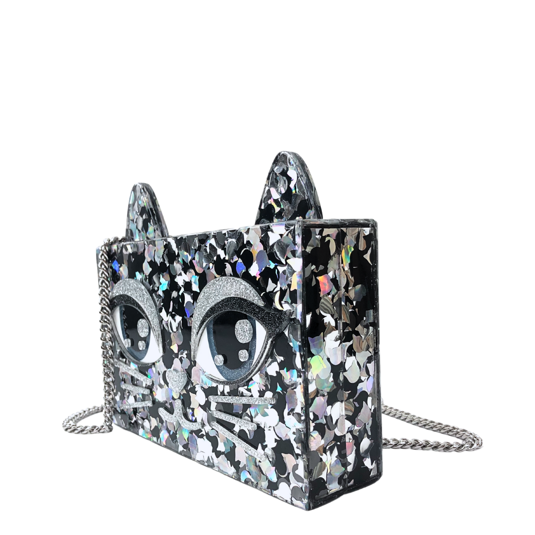 Karl Lagerfeld glitter shine minaudiere box bag