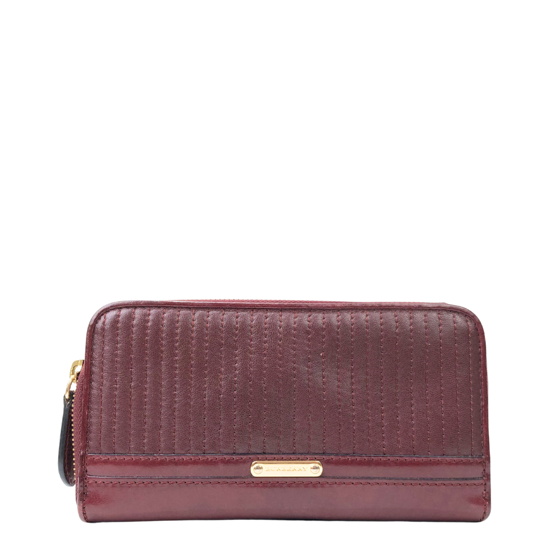 Burberry Burgundy Leather Wallet With Patent Leather