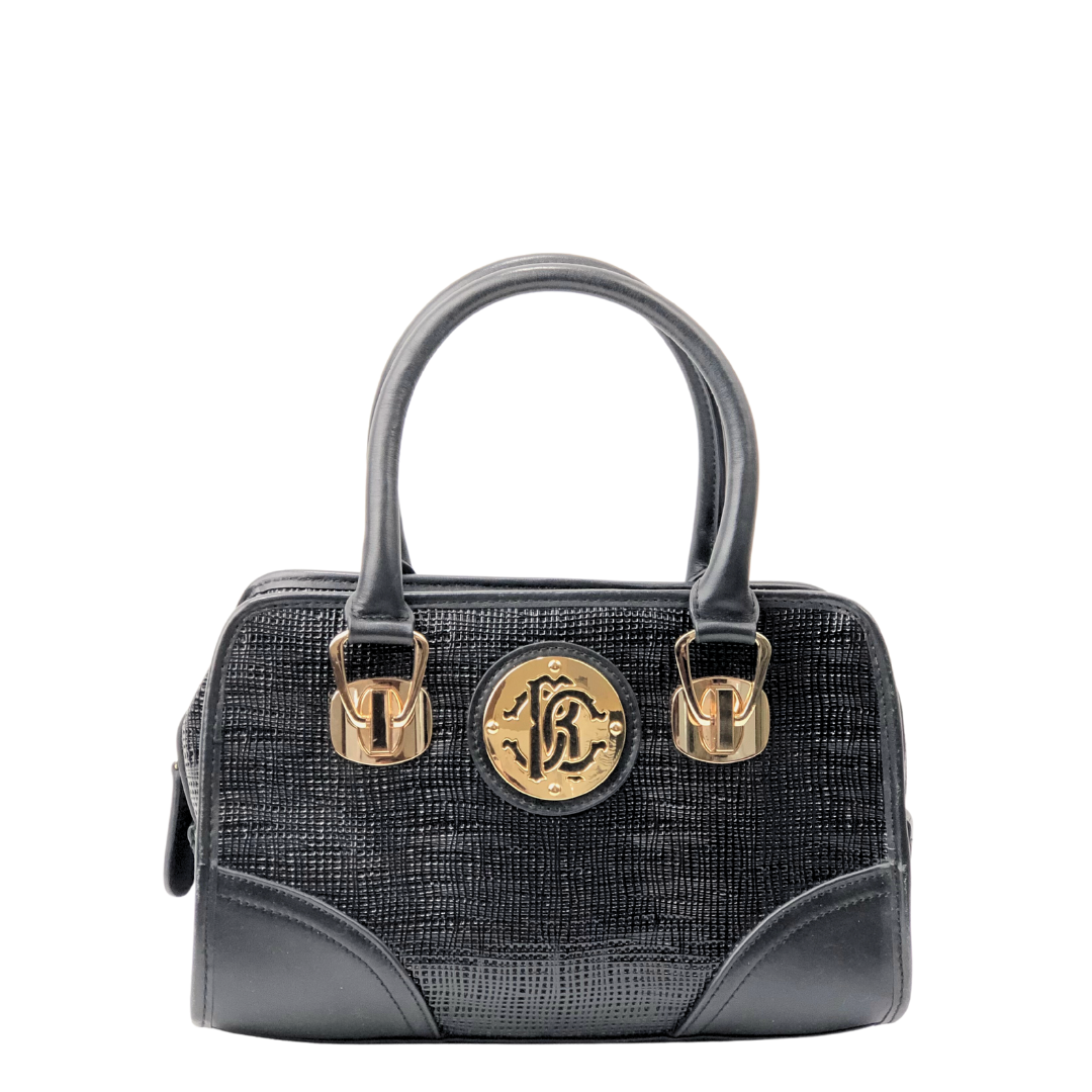 Roberto Cavalli Monogrammed Bag With Patent Leather Accents