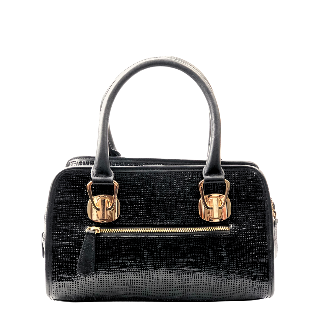 Roberto Cavalli Monogrammed Bag With Patent Leather Accents