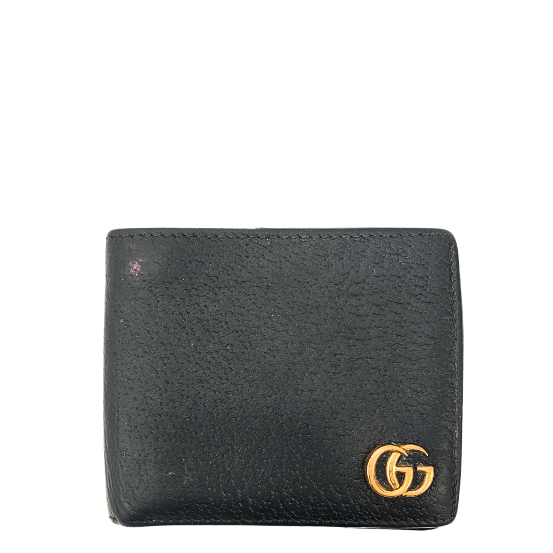 Gucci GG Marmont Black Leather Bi-Fold Men's Wallet