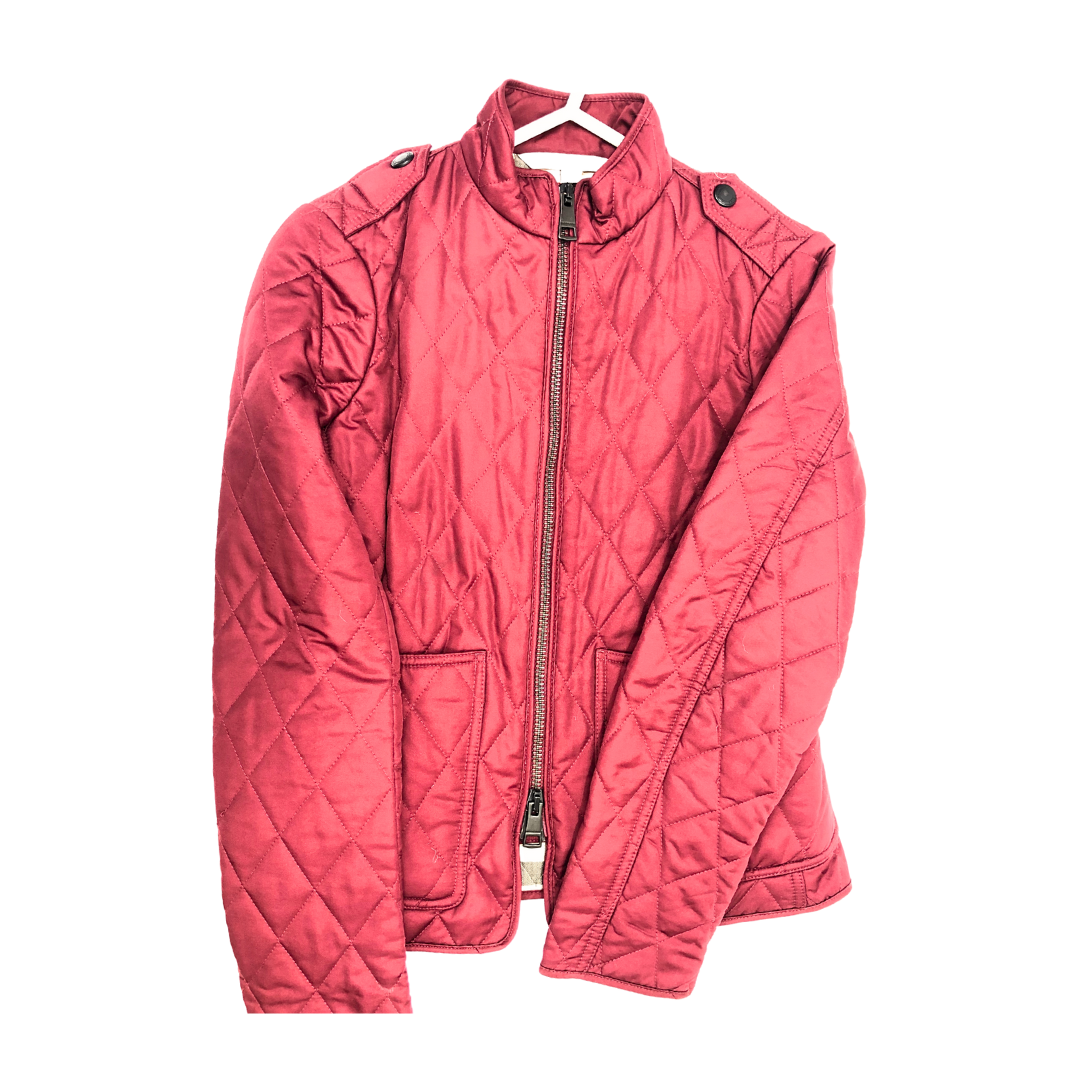 Burberry Quilted Pink Corduroy Collar Diamond Puffer Jacket