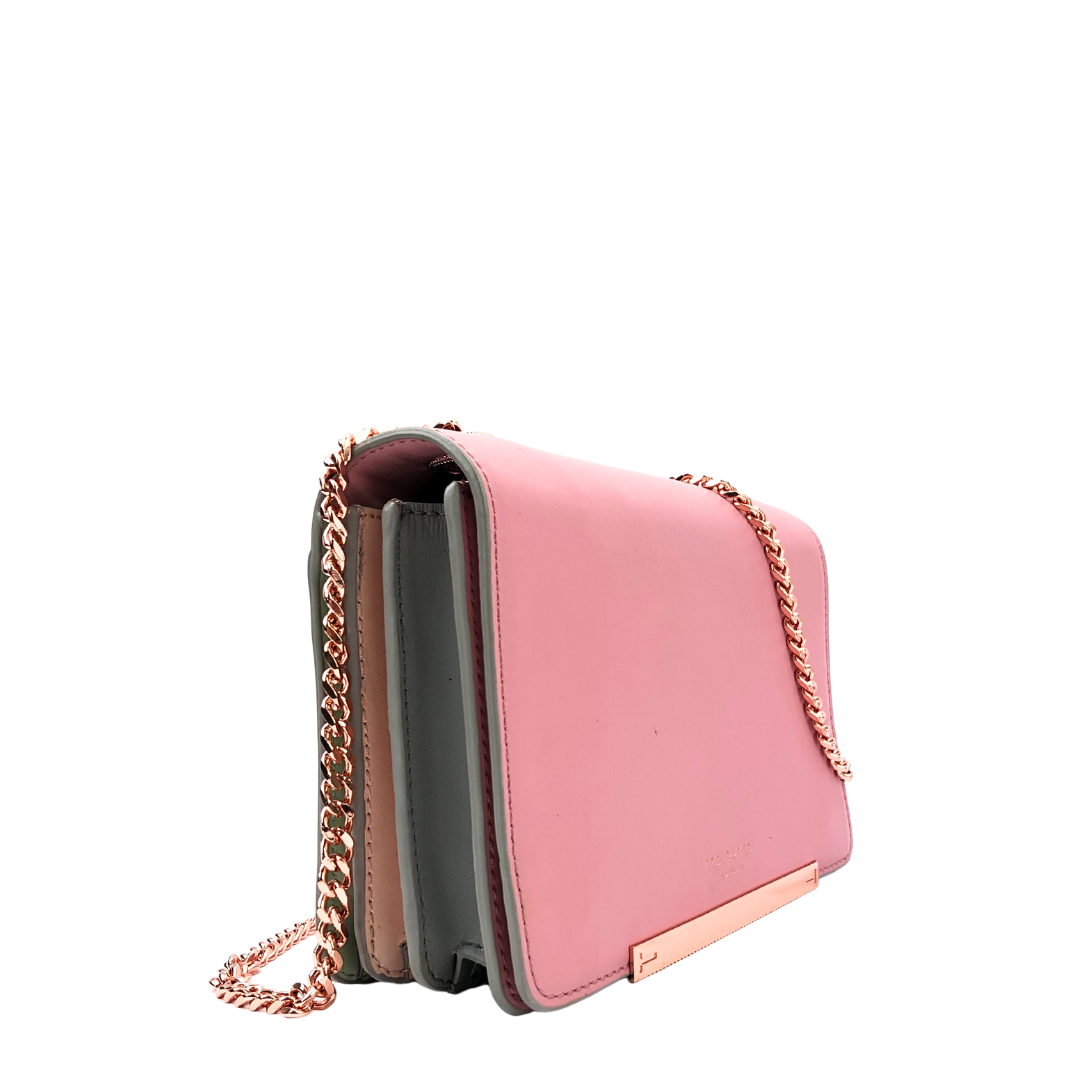 Ted Baker Earie Rainbow Gusset Leather Crossbody Pink Bag