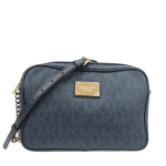 Michael Kors Dark Grey Monogram Canvas Camera Crossbody Bag