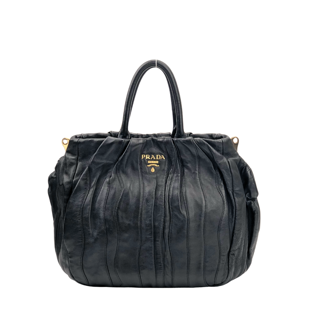 Prada Nappa and Tessuto Black Waves Handbag