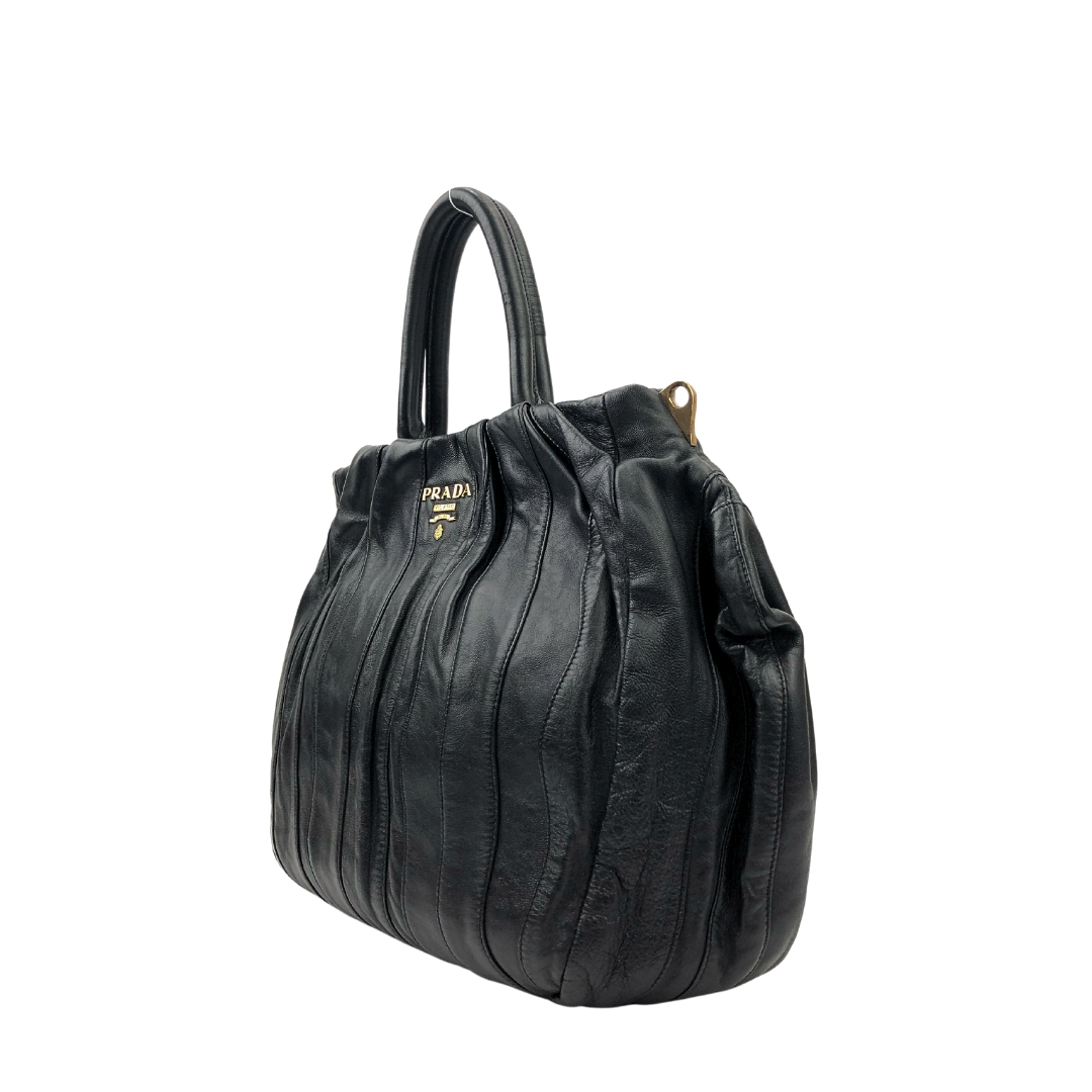 Prada Nappa and Tessuto Black Waves Handbag