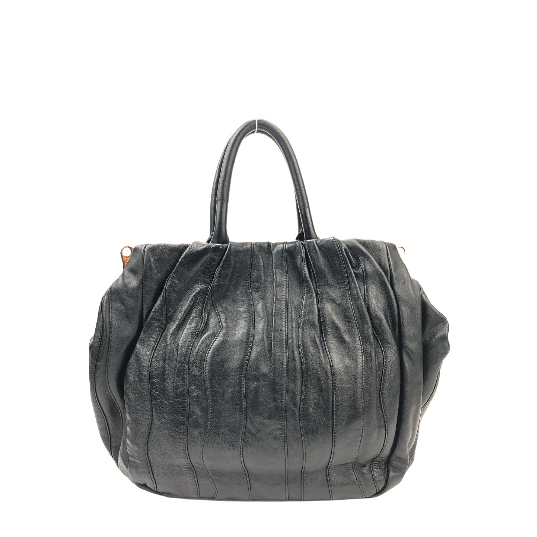 Prada Nappa and Tessuto Black Waves Handbag