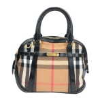 Burberry Sartorial House Check Fabric & Leather Bowling Bag