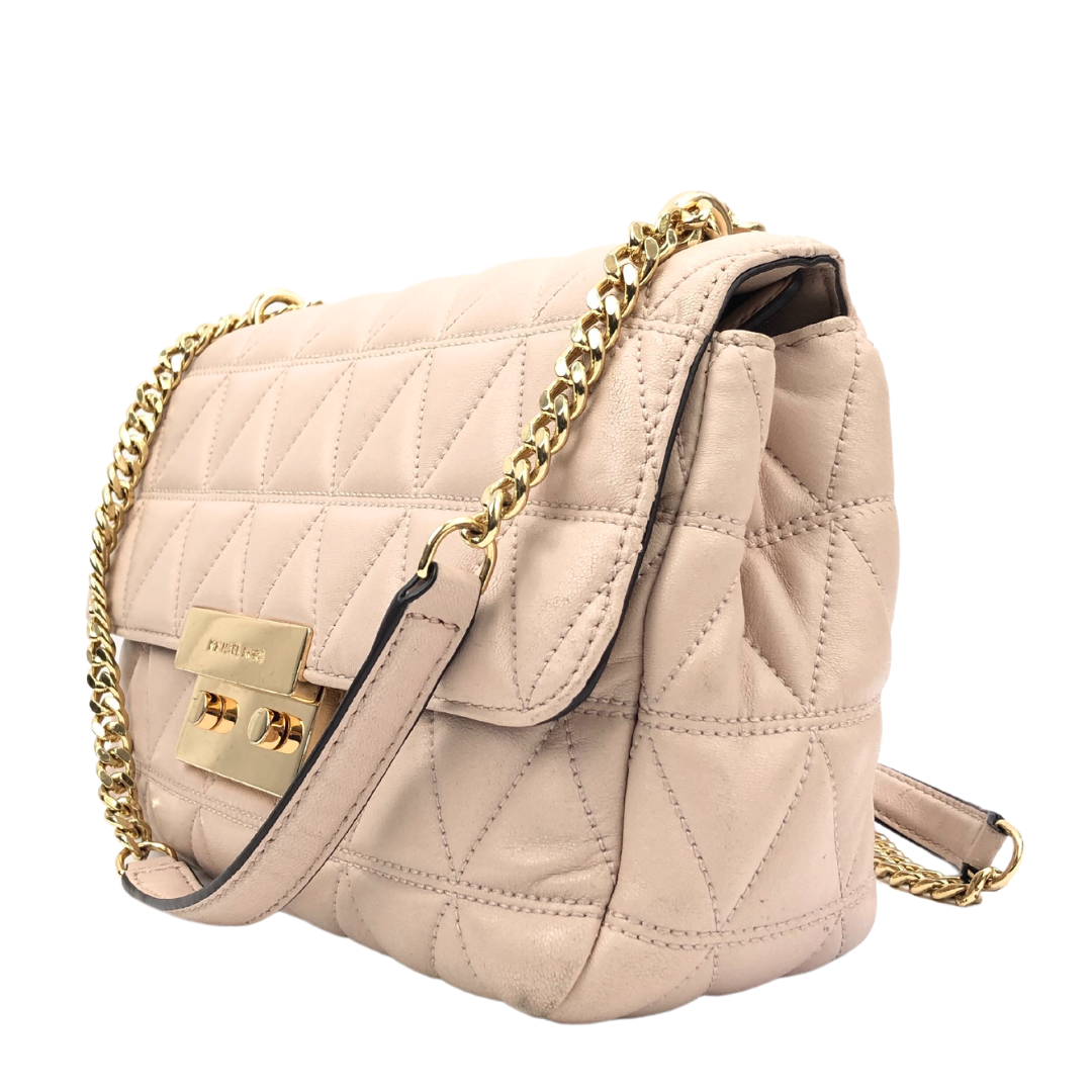 Michael Kors Sloan Soft Pink Large Chain Shoulder Bag Leather Quilted Crossbody