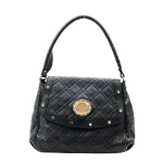 Versace Quilted Smooth Leather Black Shoulder Bag