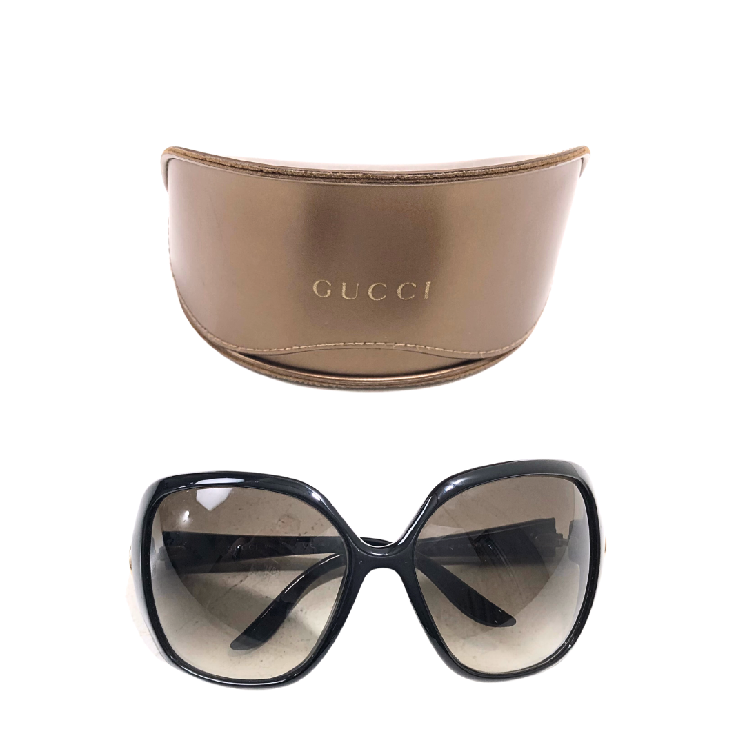 Rectangular frame sunglasses in tortoiseshell acetate | GUCCI® US