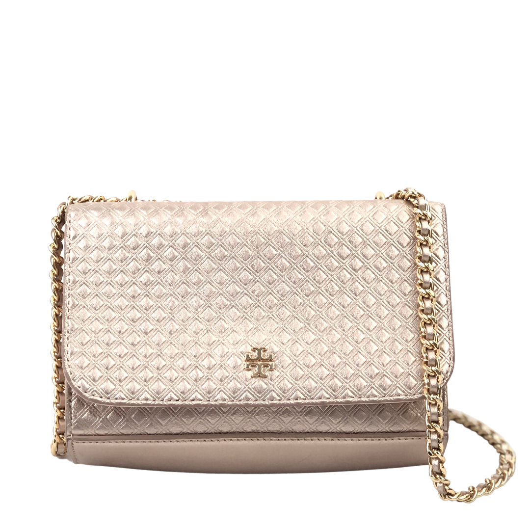 Tory Burch Marion Metallic Embossed Crossbody Bag