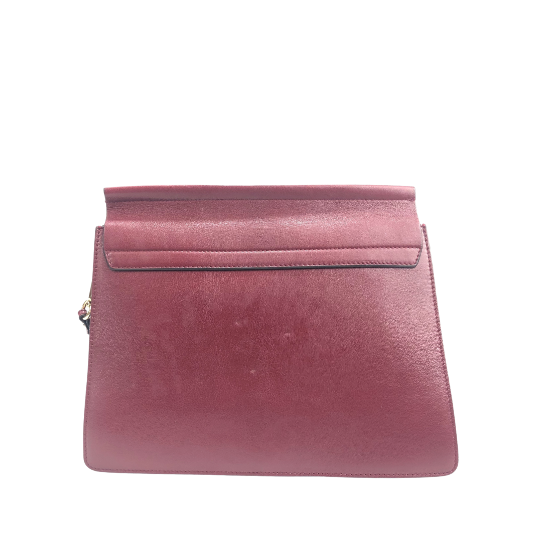 Chloe Maroon Leather Medium Faye Shoulder Bag