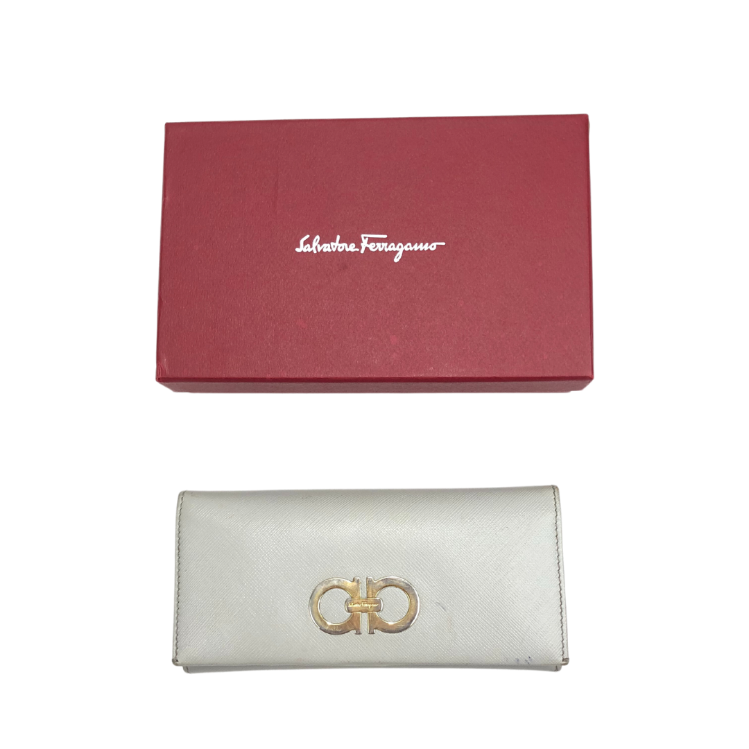 Salvatore Ferragamo Saffiano Leather Bifold Grey Wallet