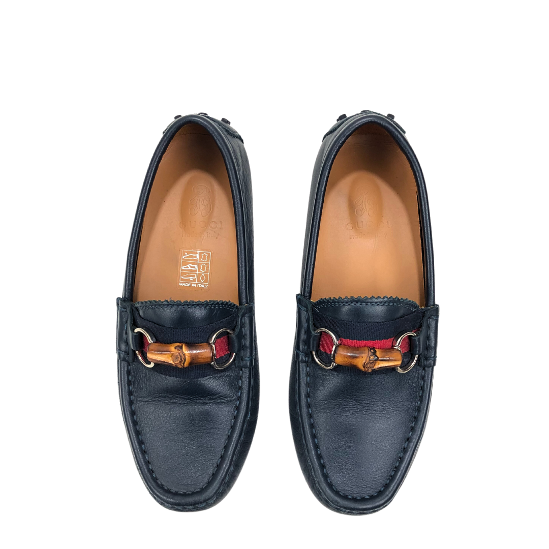 Gucci Kids Bamboo Black Horsebit Loafers EU-33 | The Luxchange India