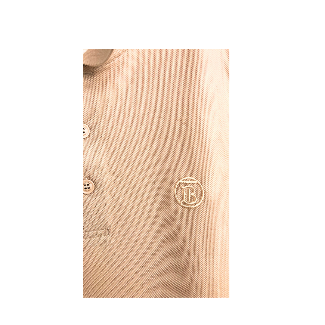 Burberry Monogram Motif Cotton Piqué Soft Fawn Colour Polo Shirt Size:M