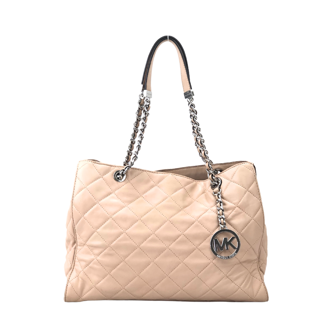 Michael Kors Pink Susannah Large Quilted Leather Tote