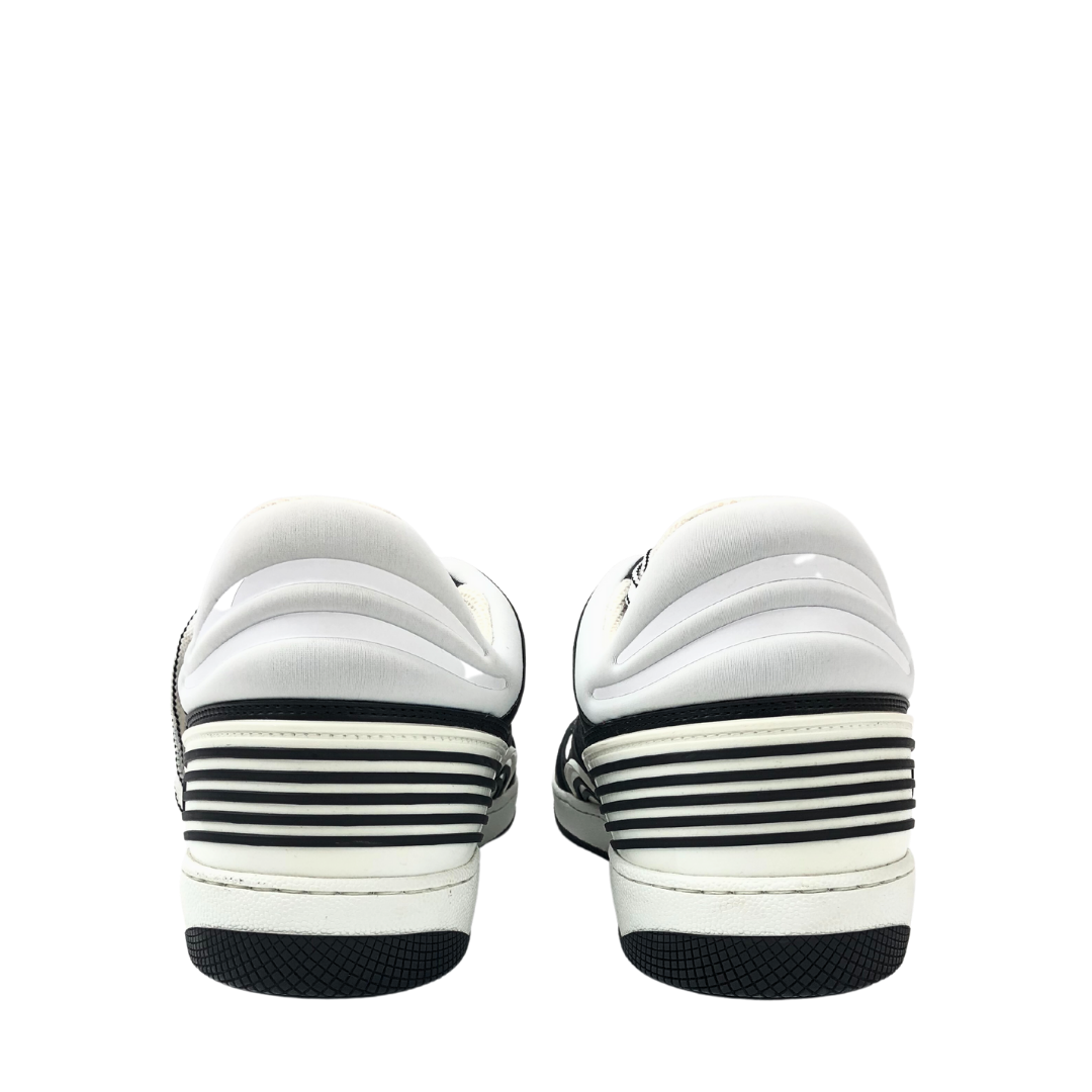 Gucci Men's Basket Black and Off White Leather Sneaker EU-45
