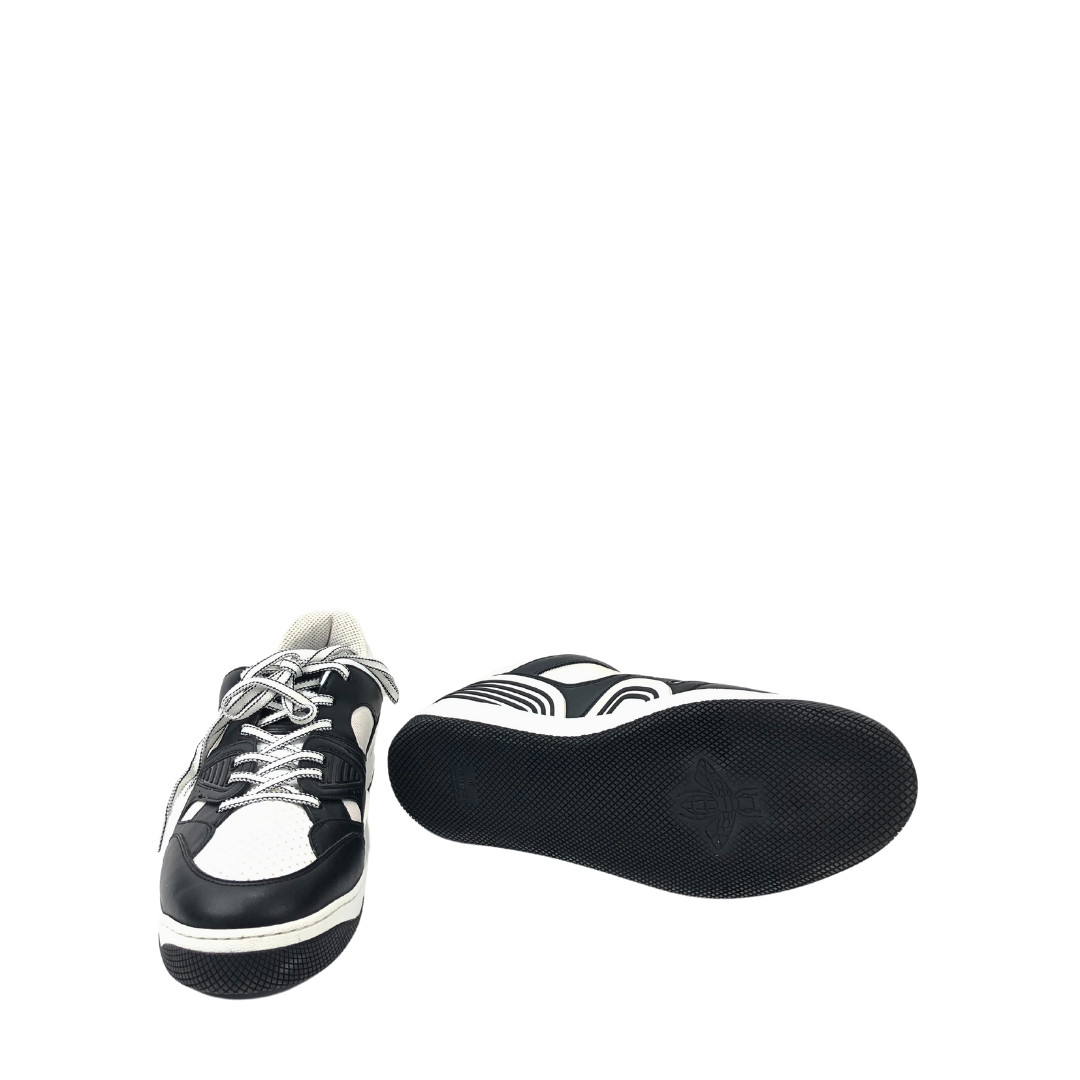 Gucci Men's Basket Black and Off White Leather Sneaker EU-45