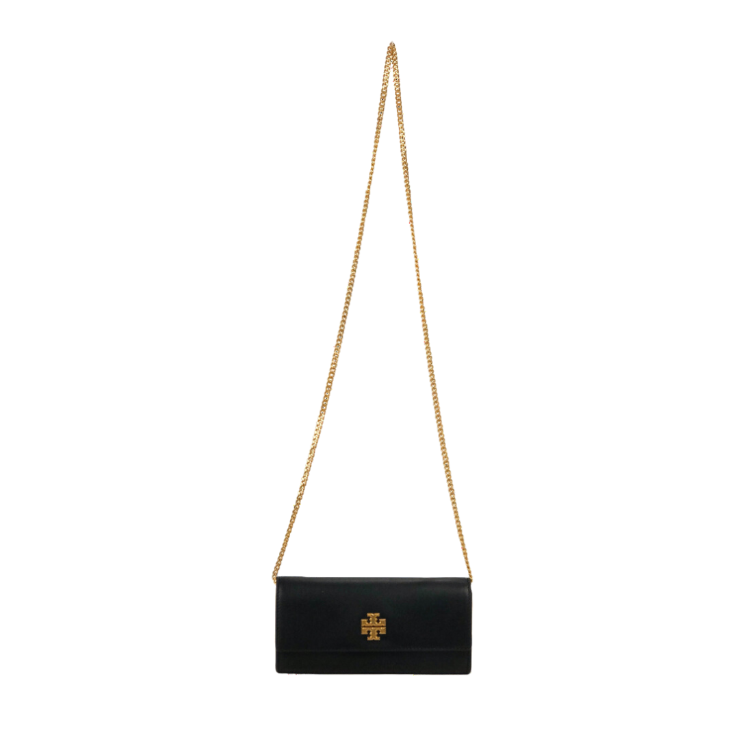 Tory Burch Leather Emerson Chain Long Black Wallet