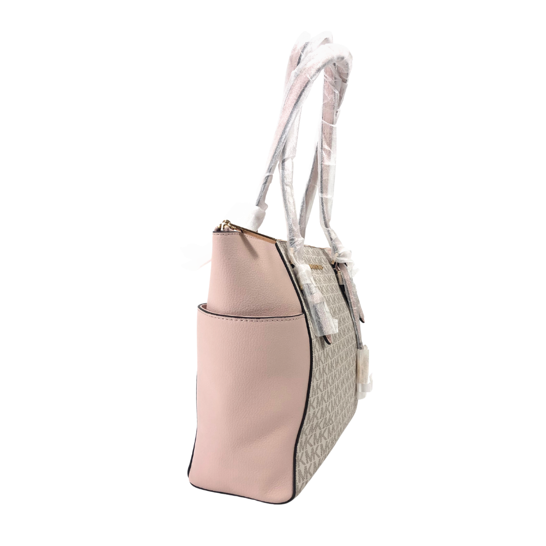 Michael Kors Charlotte Vanilla Pink Leather Tote Bag