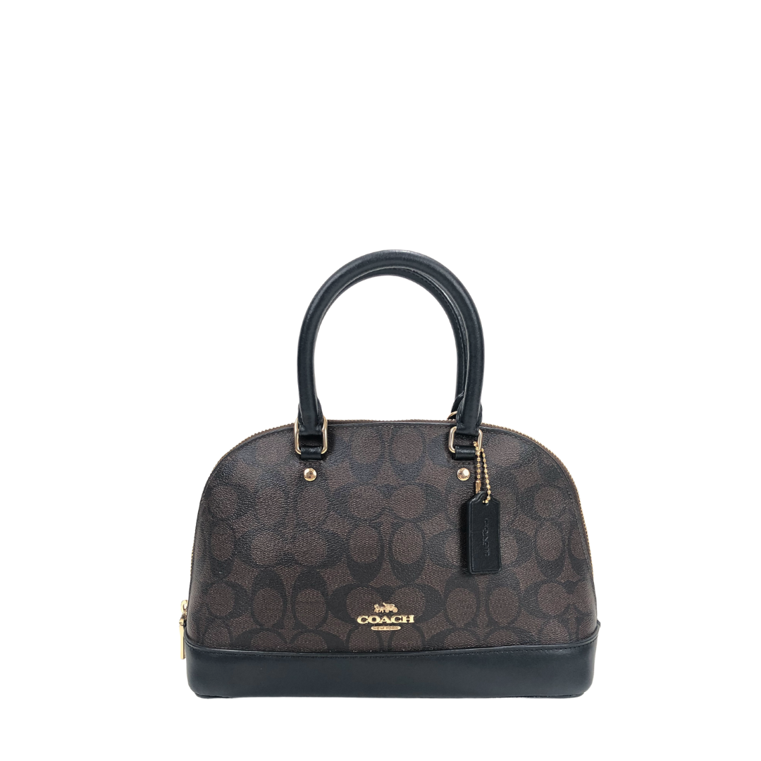 Coach Brown Signature Coated Canvas and Leather Mini Sierra Satchel