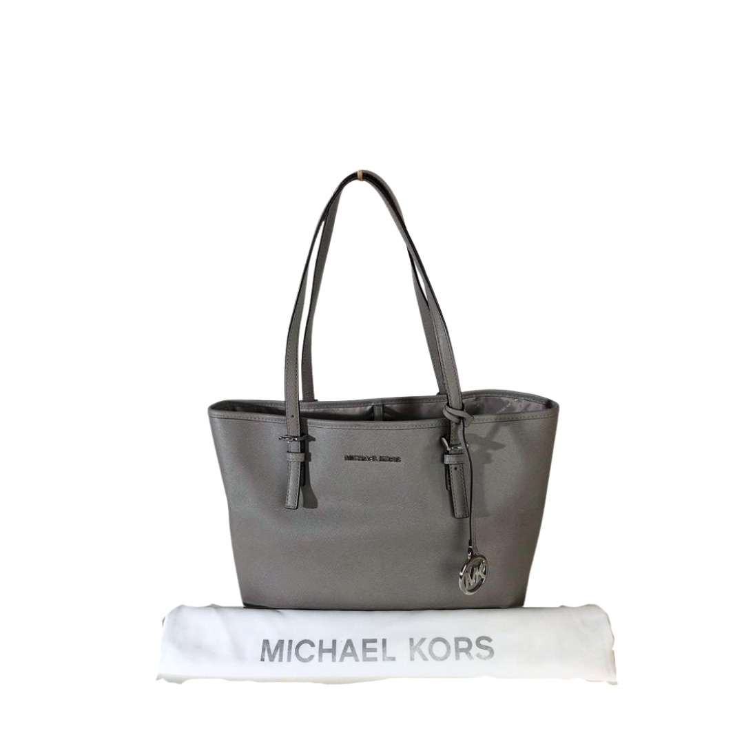 Michael Kors Jet Set Travel Carryall Ash Gray Saffiano Tote