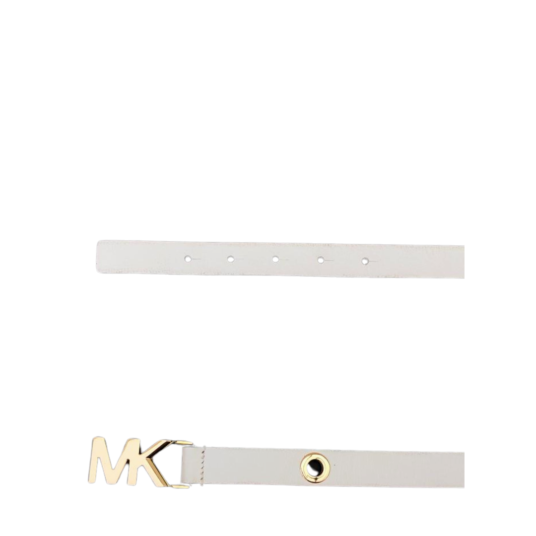 Michael Kors Golden Brand Buckle White Leather Belt Size 80 CM