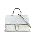 Valentino By Mario Valentino White Croc-Embossed Olimpia Bag