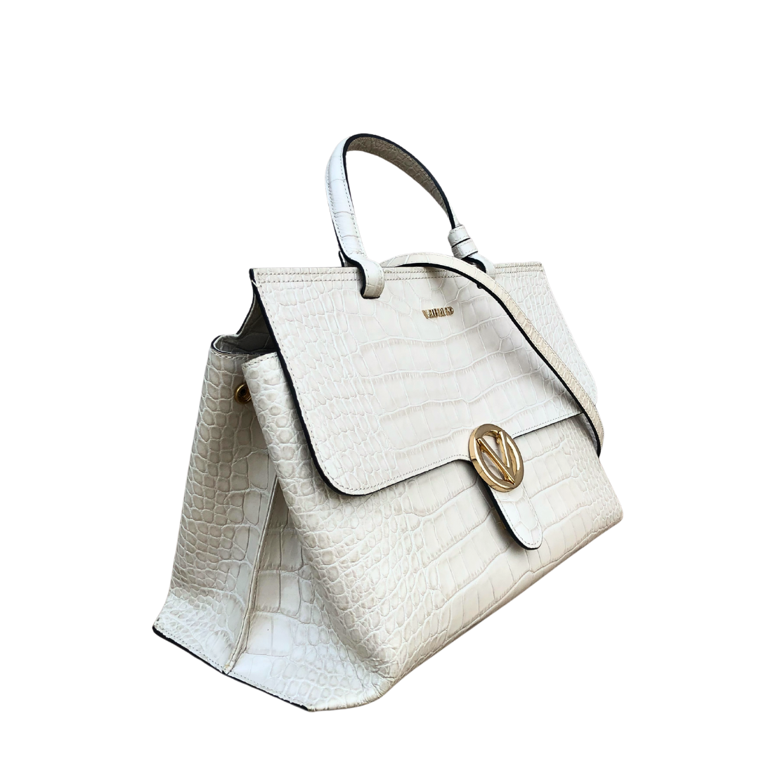 Valentino By Mario Valentino White Croc-Embossed Olimpia Bag