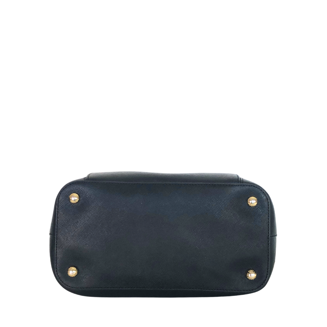 Michael Kors Black Large Saffiano Leather Snap Pocket Tote
