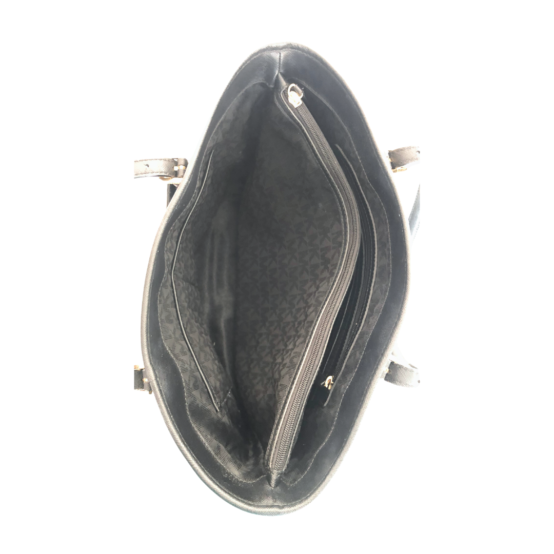 Michael Kors Black Large Saffiano Leather Snap Pocket Tote