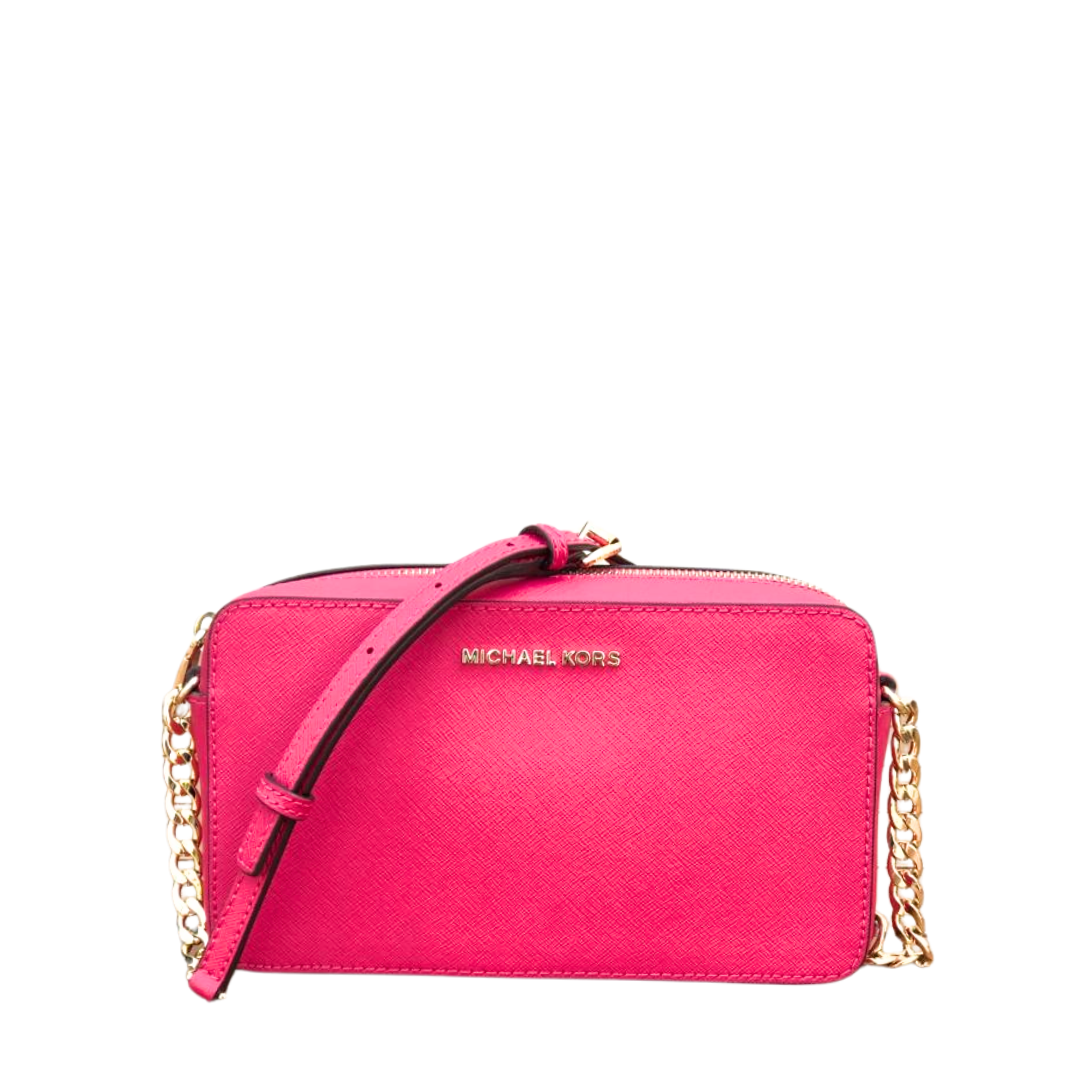 Michael Kors Pink Large Jet Set Leather Crossbody Bag