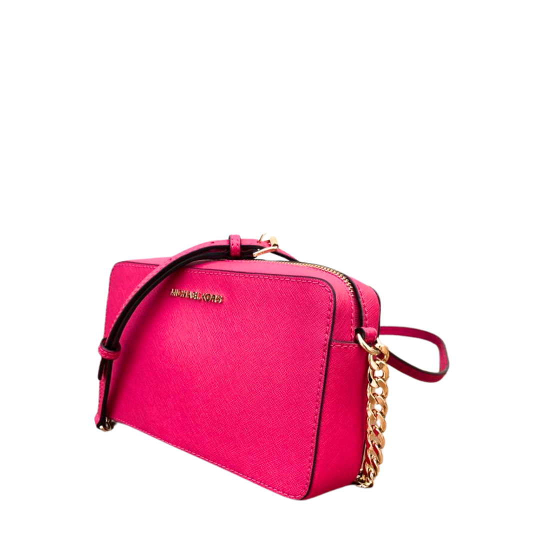 Michael Kors Pink Large Jet Set Leather Crossbody Bag