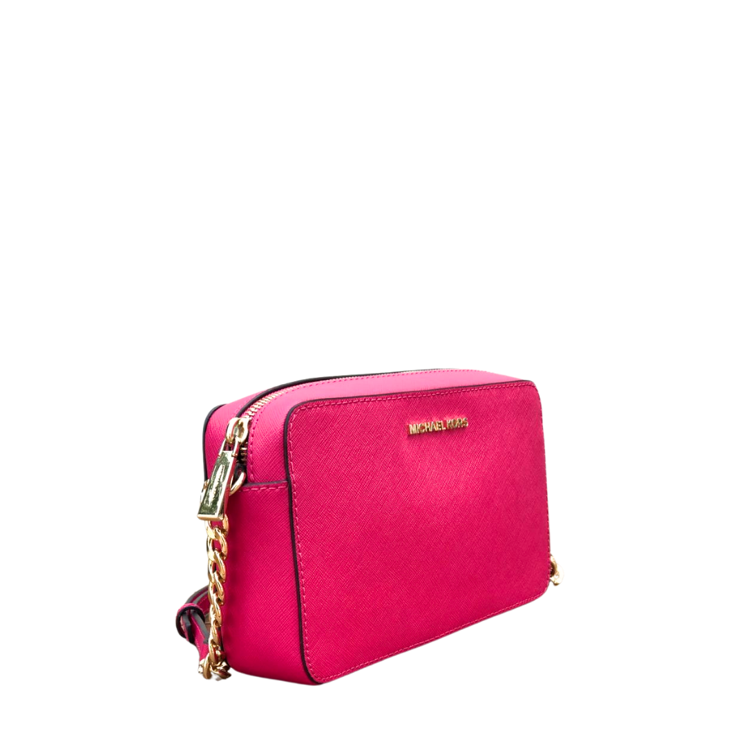 Michael Kors Pink Large Jet Set Leather Crossbody Bag