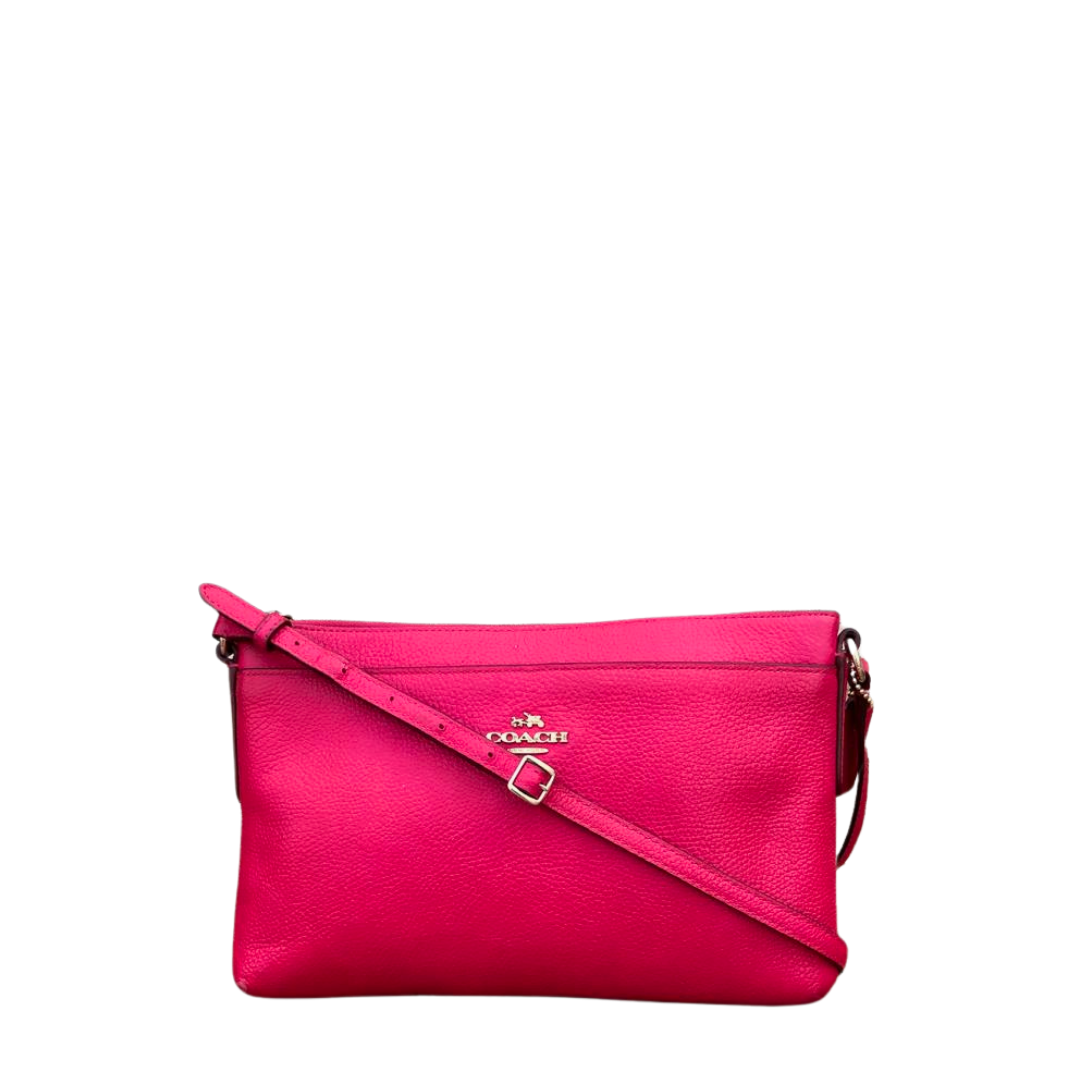 Coach Signature Crossgrain Leather Bright Fuschia Women's Crossbody  Bag