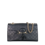 Gucci Black Leather Microguccissima Medium Emily Chain Shoulder Bag