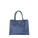 Prada Dark Blue Saffiano Leather Double Handle Open Tote Bag